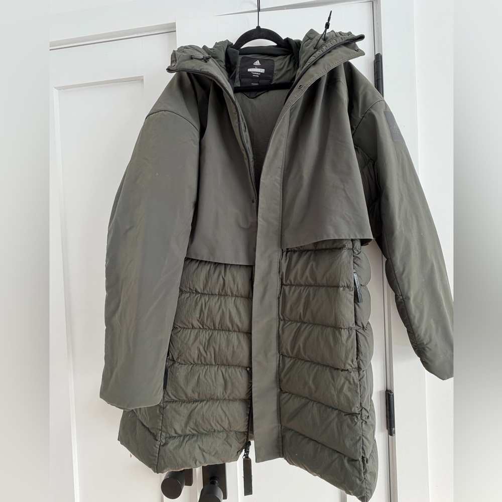 Adidas Men’s Olive Myshelter Climaheat Parka Down Coat sz large